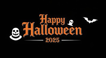 Spooky Halloween 2025 greeting banner concept featuring vintage gothic lettering.