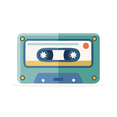 Fototapeta premium Vintage audio cassette tape vector illustration in retro colors