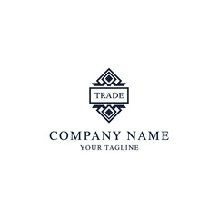 Elegant company logo template with 'TRADE' text inside an ornate, symmetrical geometric frame.