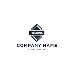 Modern logo design for a trading company, featuring a dark-toned diamond shape with the word 