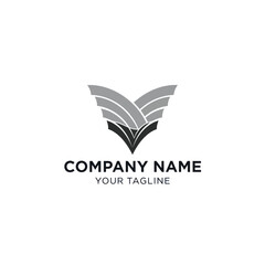 Abstract logo design featuring stylized wings or pages forming a V shape, suitable for a company or brand identity.