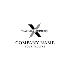 Modern logo design featuring intersecting arrows, symbolizing trading and commerce.
