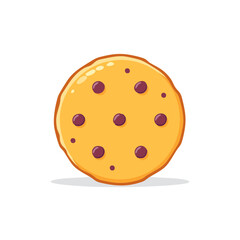 Fototapeta premium Cartoon style cookie with chocolate chips displayed on white background for use in designs