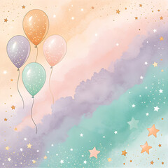 Pastel gradient (peach, lavender, mint) with subtle glitter, soft birthday background for cards.