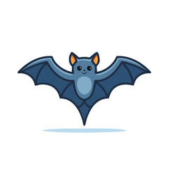 Obraz premium Cute Cartoon Bat Flying with Wings Spread Halloween Vector Illustration
