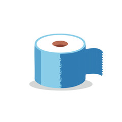 Cartoon Blue Toilet Tissue Roll, Cleanliness and Hygiene Concept Icon