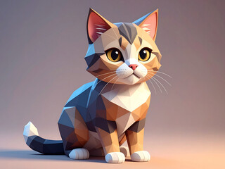 Fototapeta premium 3D Geometric Cat Illustration