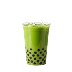 Refreshing Matcha Boba Tea A Vibrant Green Delight for Summer on transparent background