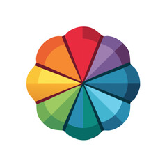 Obraz premium Abstract circular diagram with rainbow color spectrum segments in a flower shape