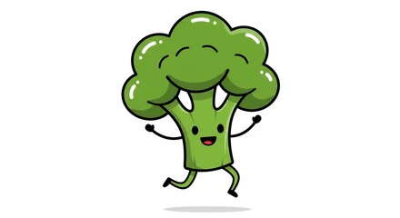 Obraz premium Cute broccoli character jumping
