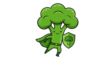 Cute broccoli superhero