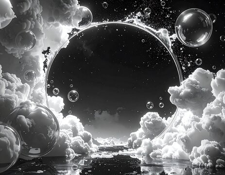 Cloudy, circular portal