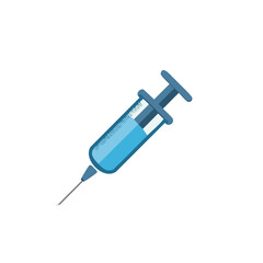 Medical syringe with blue liquid, vaccination, healthcare and immunization illustration isolated.