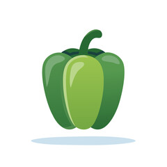 Shiny green bell pepper vector illustration isolated with a slight shadow