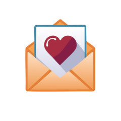 Open Mail Envelope Revealing Red Heart Symbol Message Card Illustration