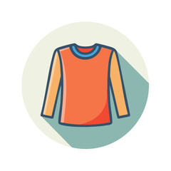 Flat Design Orange Long Sleeve Shirt Icon Clothing Apparel Vector Graphic