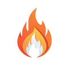 Vibrant orange and yellow stylized flame icon with white inner core
