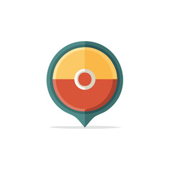 Flat design destination map pin icon featuring a vibrant two-tone yellow and red circular marker and target point
