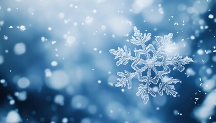 Delicate Beauty Of Falling Christmas Snowflakes Against A Clear Snowy Backdrop, Evoking Intense Snowfall With Small Snowflake Elements.