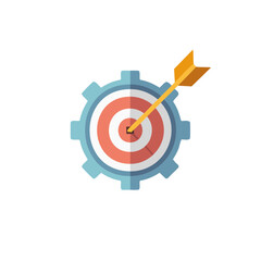 Gear with Target and Arrow Aiming at the Center Concept Illustration