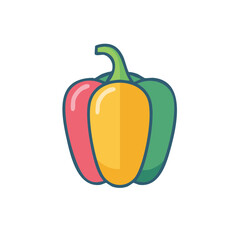 Bright Tri-Color Bell Pepper Icon With Yellow, Red and Green Segments