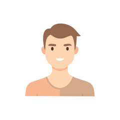 Cartoon Illustration of a Smiling Young Man with Brown Hair and Simple Design
