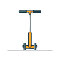 Childrens three wheel kick scooter front view cartoon vector illustration. Kids ride on toy for urban transport and play