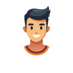 Smiling Man Portrait Cartoon Illustration with Modern Hairstyle Graphic Resource