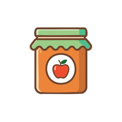 Apple Jam Jar Icon Colorful Illustration Glass Container Sweet Preserve Graphic Design
