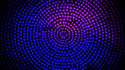 A vibrant, concentric pattern of glowing circles in shades of blue and purple creates a dynamic and captivating visual effect.