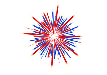 Red firework blue firework celebration festive night explosion holiday abstract colorful graphic design isolated on white or transparent background. PNG