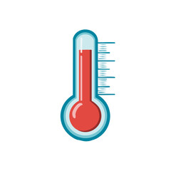 Isolated thermometer measures high temperature, shows heat or fever conditions, medical equipment