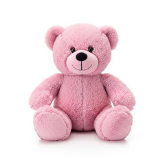 Obraz premium teddy bear isolated on white. Pink teddy bear sitting isolated on white background.