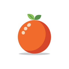 Fresh orange fruit with green leaves in a simple flat vector illustration style.