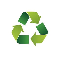 Obraz premium Green recycling symbol with gradient arrows in a cycle motion