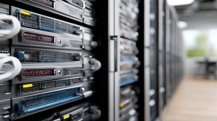 High-tech server racks optimize performance and airflow, creating a state-of-the-art data environment