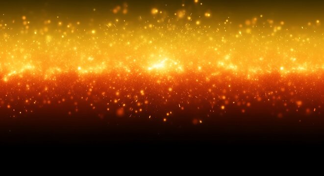Fiery orange and yellow particles and glowing light against a dark background - Powered by Adobe