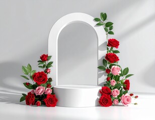 Elegant Display Stand with Rose Arch Arrangement.jpg