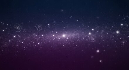 Cosmic background with a galaxy of stars and nebulae in deep blue and purple hues