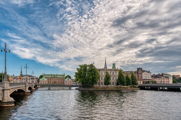Fototapeta premium Stockholm, the capital of Sweden, encompasses 14 islands and more than 50 bridges in a vast archipelago in the Baltic Sea.