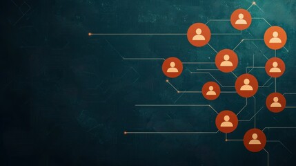 A visual representation of interconnected user profiles, illustrating networking or social connections on a digital background.