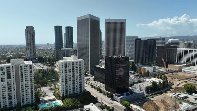 Los Angeles Century City Aerial Shot Forward