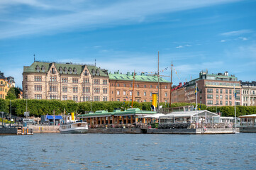 Naklejka premium Stockholm, the capital of Sweden, encompasses 14 islands and more than 50 bridges in a vast archipelago in the Baltic Sea.
