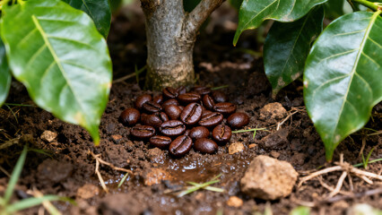 Obraz premium coffee beans in the garden