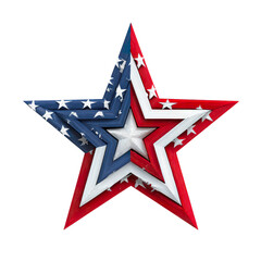 Patriotic Star: A striking star design, with vibrant red, white, and blue hues and a layered structure, symbolizes patriotism and national pride.