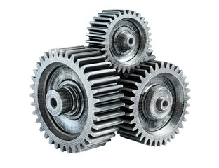 Interlocking Gears of Industry: A detailed depiction of three intricately meshed metallic gears, symbolizing collaboration, precision.
