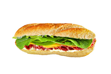 Sanduíche natural gourmet -Salame com rúcula e queijo