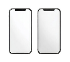 Sleek Phone Duo: A minimalist depiction of a contemporary smartphone presents a blank display, inviting one to imagine its potential uses. A study in modern technology.