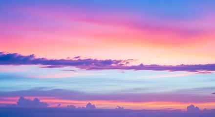 Obraz premium Vibrant Sunset Sky With Soft Pink Purple Blue Clouds And Orange Hues Keywords: sky, sunset