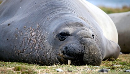 Fototapeta premium Close-up of a large resting elephant seal